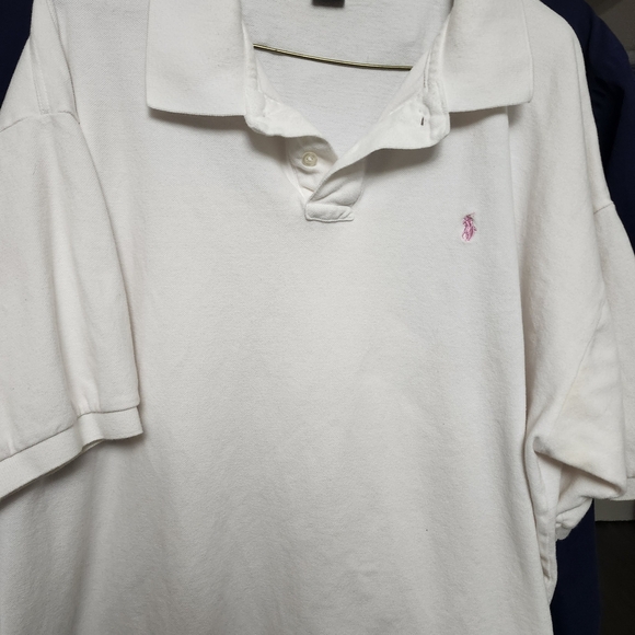 Polo by Ralph Lauren Classic White Polo with Pink Emblem - Picture 1 of 6